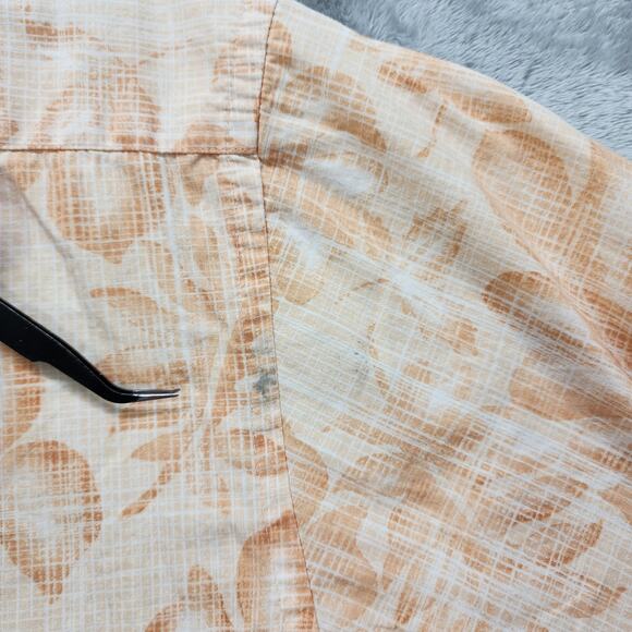 Moda Campia Moda Shirt Mens M Orange White Floral Cotton Short Sleeve Button Up - Picture 3 of 9